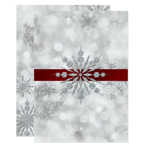 Silver Snowflakes Winter Wedding Invitation