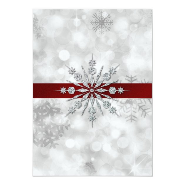 Silver Snowflakes Winter Wedding Invitation