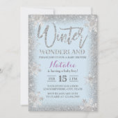 Silver Snowflakes Winter Wonderland Baby Shower Invitation (Front)