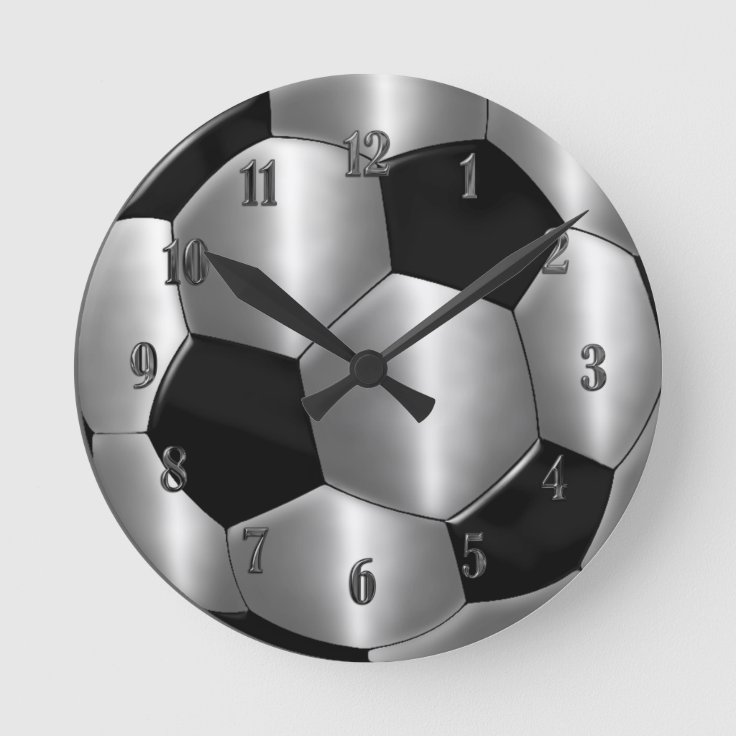 Silver Soccer Ball Clock | Zazzle