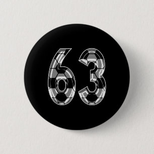 Silver Soccer Pattern Number 63 Jersey Player Unif Button