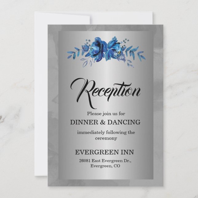 Silver Soirée: A Blooming Blue Affair Invitation (Front)
