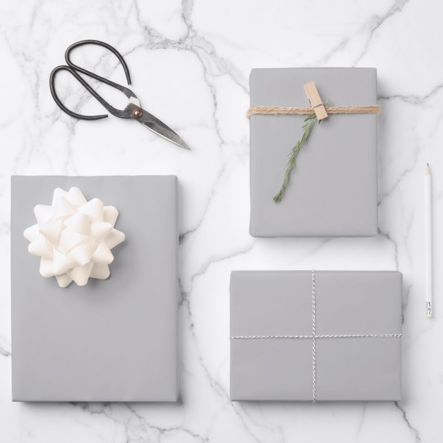 Silver solid color  wrapping paper sheets (Front)
