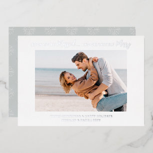 Silver Soon to Be Married Definitely Merry Foil Holiday Card