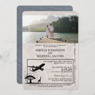 Silver South Africa Passport Wedding Invitation