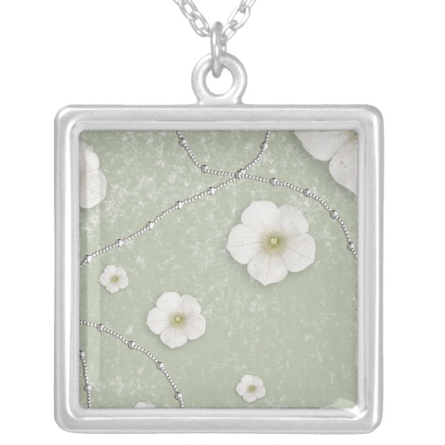 Silver Spa Square Necklace (Front)