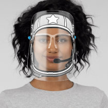 Silver Space Astronaut Helmet With Mic Face Shield
