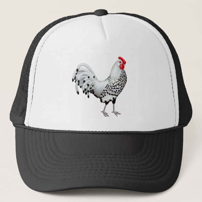 Silver Spangled Hamburg Rooster Hat (Front)