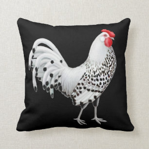 Silver Spangled Hamburg Rooster Pillow