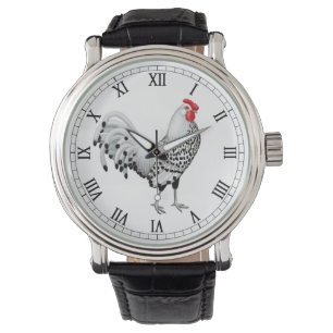 Silver Spangled Hamburg Rooster Watch