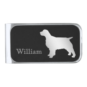 Silver Spaniel Dog Personalized Finish Money Clip