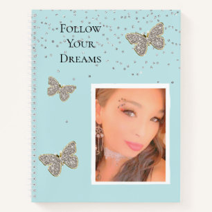 Silver Sparkle Butterflies Your Photo Notebook