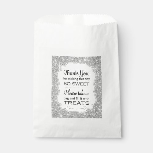 Silver Sparkle Candy Bar Buffet Wedding Favor Bag