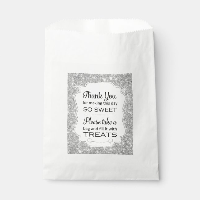 Silver Sparkle Candy Bar Buffet Wedding Favor Bag (Front)
