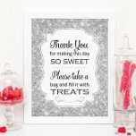 Silver Sparkle Candy Buffet Bridal Shower Sign<br><div class="desc">This silver sparkly candy buffet sign will be the perfect compliment to the candy bar at your wedding, birthday, bridal shower or baby shower. It features a silver sparkle background with a frame cutout with the phrase "Thank you for making this day so sweet Please take a bag and fill...</div>