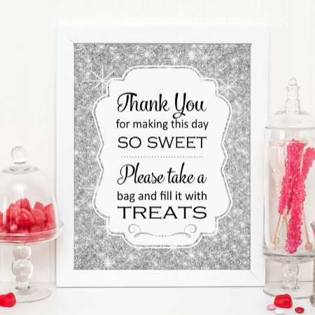 Silver Sparkle Candy Buffet Bridal Shower Sign