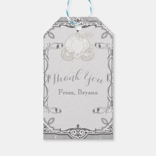 Silver Sparkle Carriage Cinderella Party Favor Gift Tags