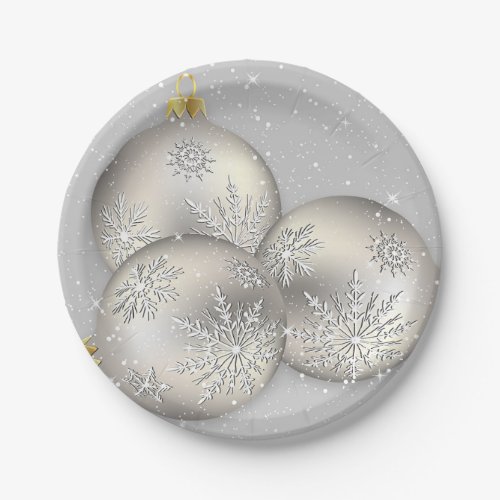 Silver Sparkle Christmas Bauble Graphic Paper Plates