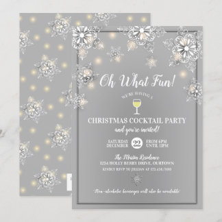 Silver Sparkle Christmas Cocktail Party Invitation