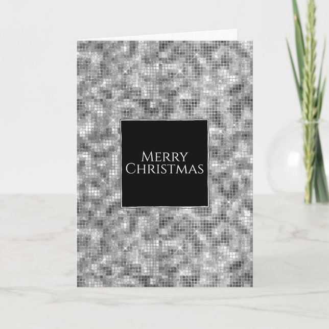 Silver Sparkle Christmas Holiday Card (Front)
