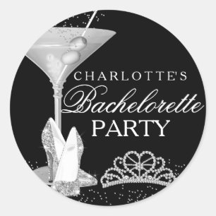 Silver Sparkle Cocktail Bachelorette Sticker