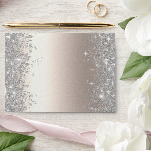 Silver Sparkle Diamonds Ivory Envelope (Wedding)