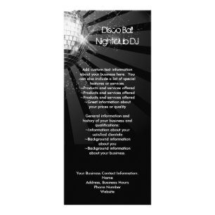 Silver Sparkle Disco Ball Advertisement Rack Card