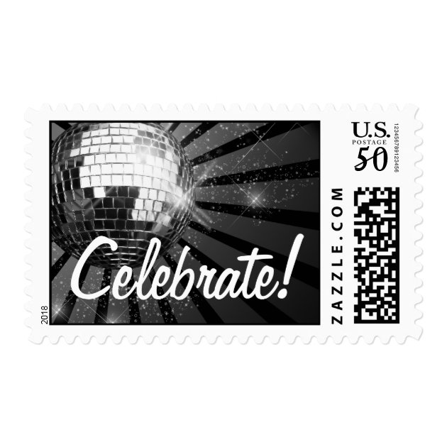 Silver Sparkle Disco Ball Celebrate Party Postage