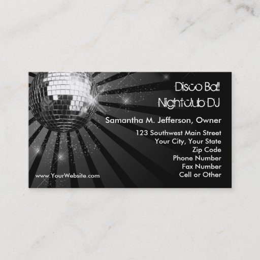 Customizable Silver Sparkle Disco Ball Party Business Card Templates