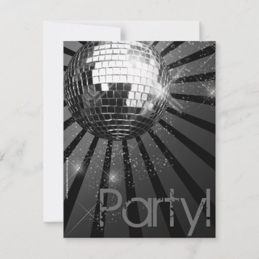 Silver Sparkle Disco Ball Party Invitation | Zazzle