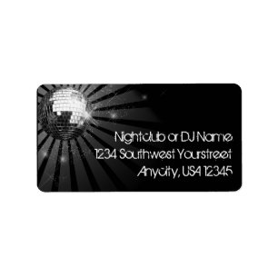 Silver Sparkle Disco Ball Party Label