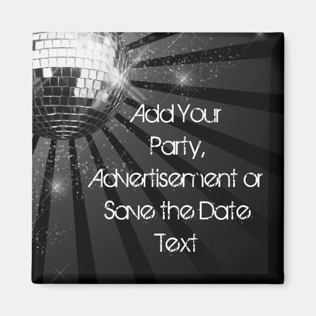Silver Sparkle Disco Ball Party Magnet (Front)