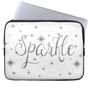 Silver Sparkle Faux Glitter Laptop Sleeve