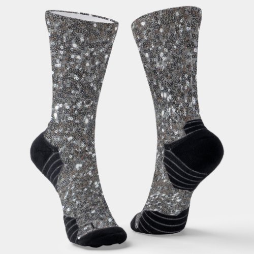 Silver Sparkle Faux Glitter Socks