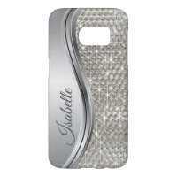 Silver Sparkle Glam Bling Personalized Metal Samsung Galaxy S7 Case