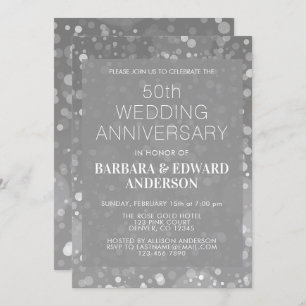 Silver Sparkle Glitter 50th Wedding Anniversary Invitation