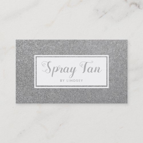 Silver Sparkle Glitter Beauty Spray Tan Salon Business Card