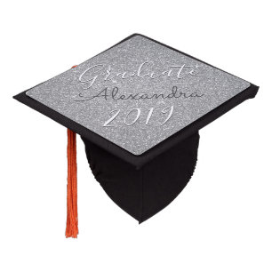 Silver Sparkle Glitter Class of 2019 Graduate Graduation Cap Topper