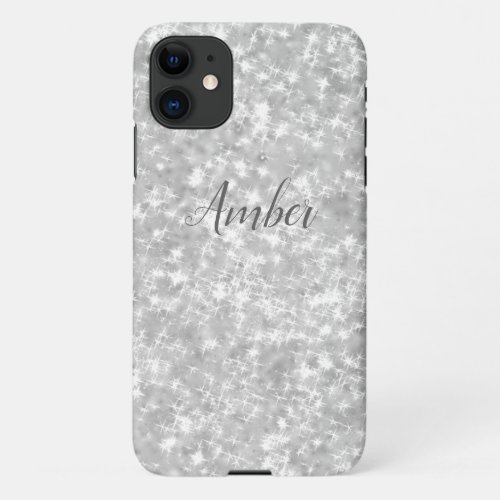 Silver Sparkle Glitter Elegant Personalized iPhone 11 Case