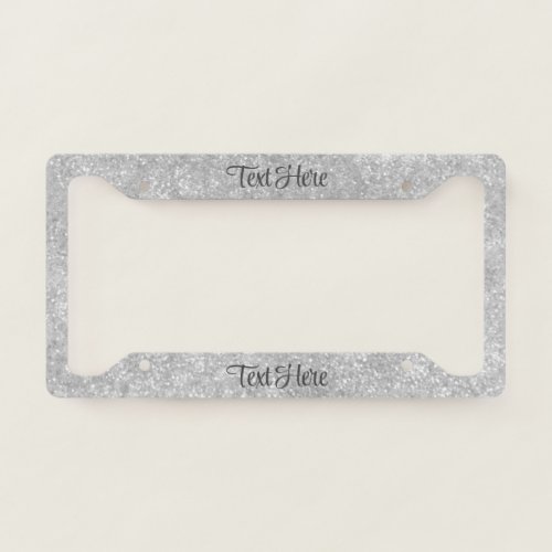 Silver Sparkle Glitter Elegant Personalized License Plate Frame