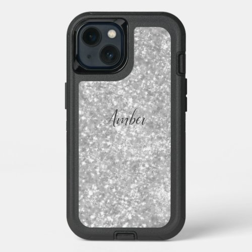 Silver Sparkle Glitter Elegant Personalized iPhone 13 Case