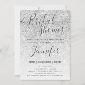 Silver Sparkle Glitter Glam Bridal Shower Invitation (Front)