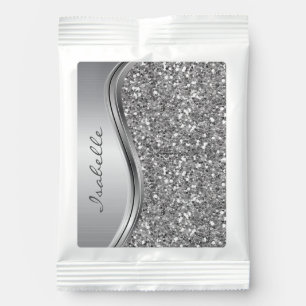 Silver Sparkle Glitter Look Bling Monogram Name Lemonade Drink Mix