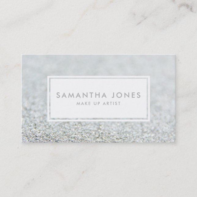 Silver Sparkle Glitter Make Up Artist Business Card (Front)