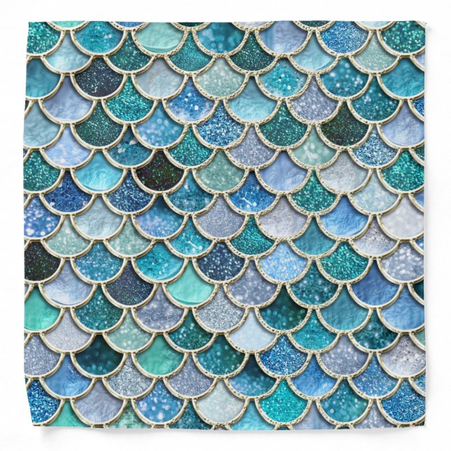 Silver Sparkle Glitter Mermaid Scales Bandana (Front)