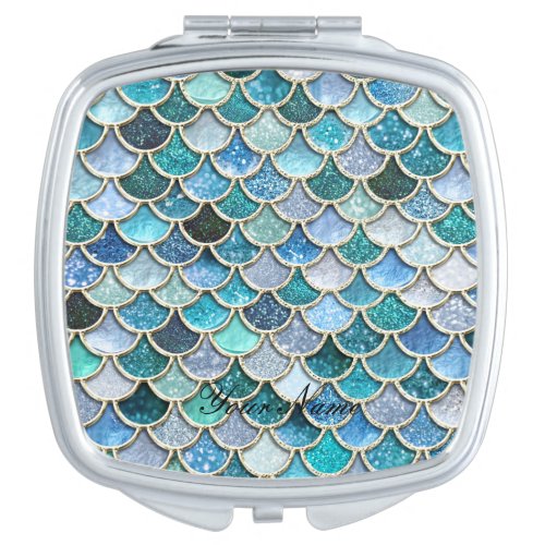 Silver Sparkle Glitter Mermaid Scales Vanity Mirror