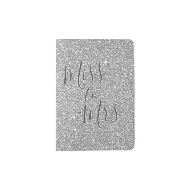 Silver Sparkle Glitter Miss to Mrs Passport Holder (Front)