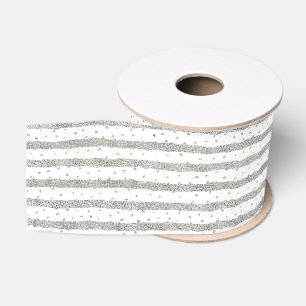 Silver Sparkle Glitter Stripes Dots Christmas Grosgrain Ribbon