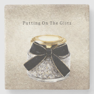 Silver Sparkle Glitzy Glitter Stone Coaster