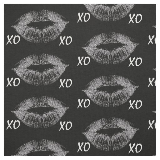 Silver Sparkle Lips XOXO Fabric